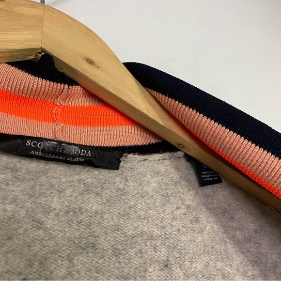 SCOTCH & SODA Lambwool Striped Long Cardigan Gray Orange - Picture 9 of 11